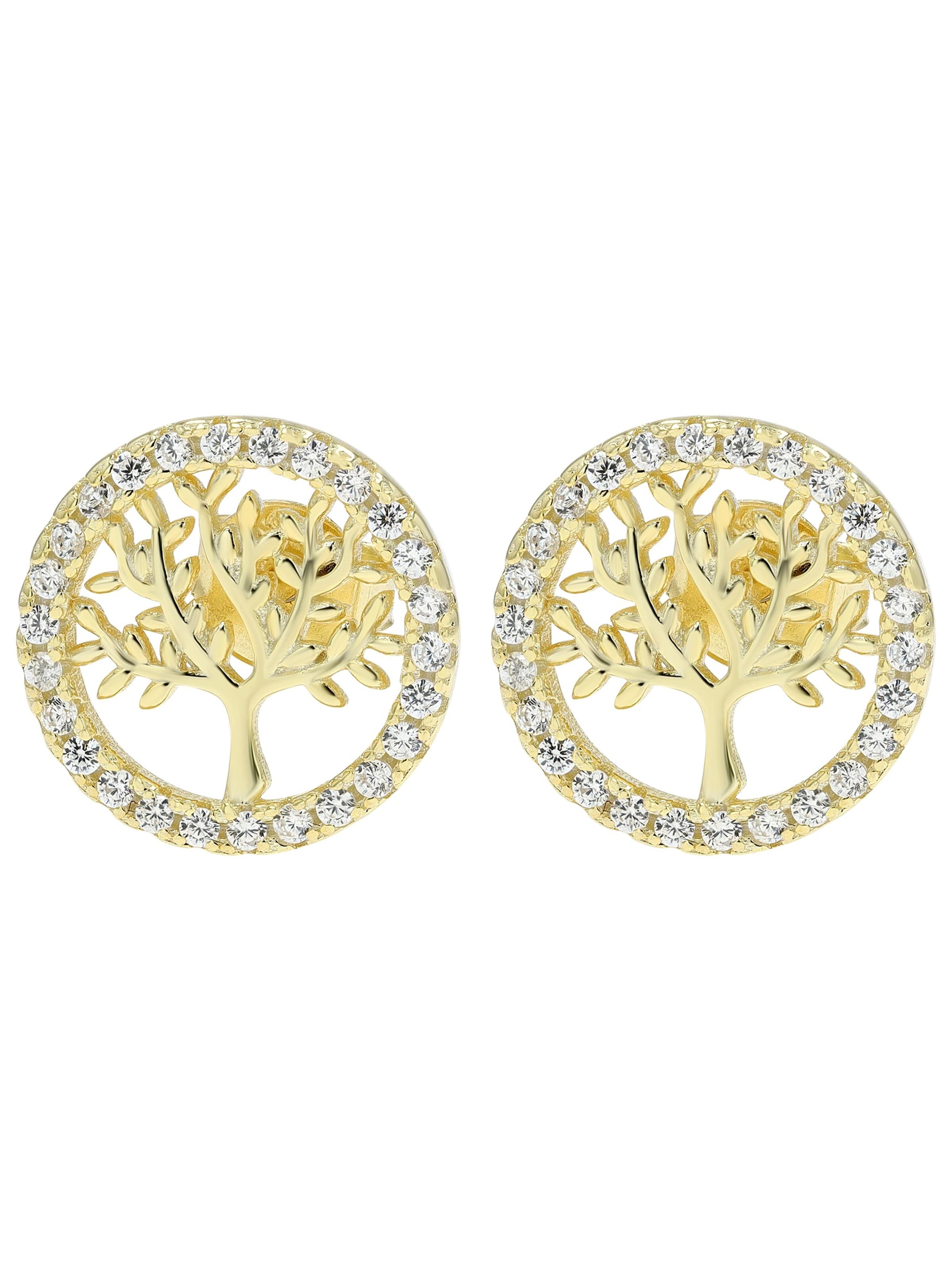Akzent Earrings '"Minel" aus 925 Sterlingsilber, rhodiniert, langlebig' in Gold: front