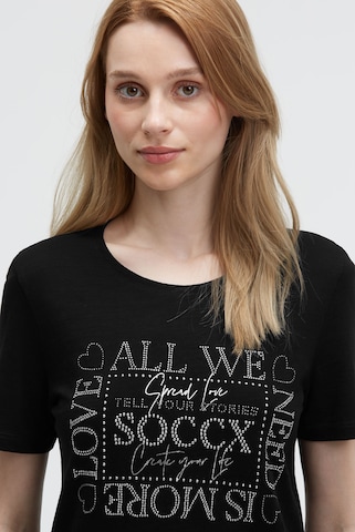 Soccx T-Shirt mit Rundhalsausschnitt und Artwork in Schwarz