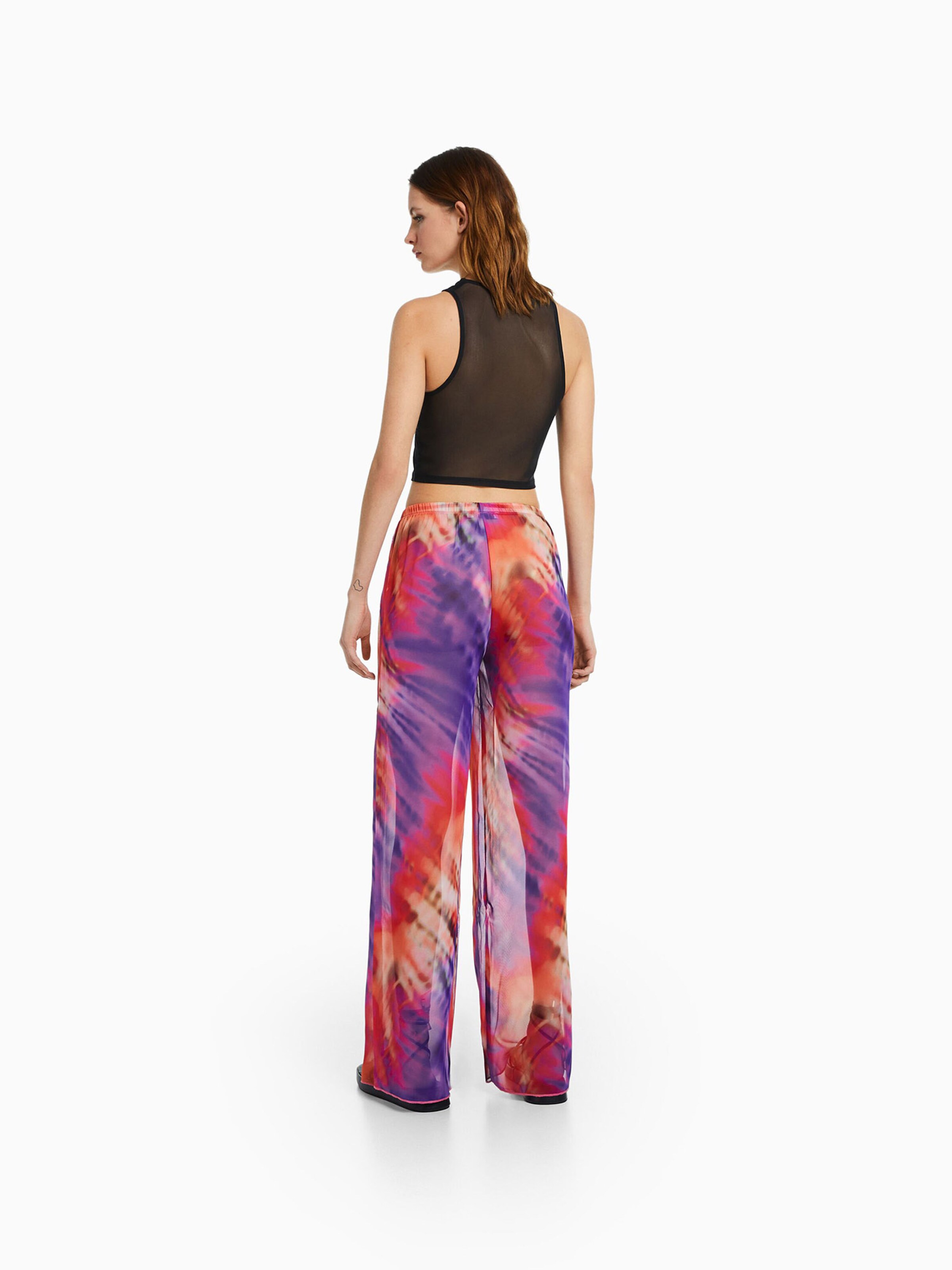 Bershka Wide leg Broek in Lila ABOUT YOU