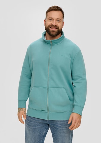 s.Oliver Men Big Sizes Sweatjacke in Grün: Vorderseite