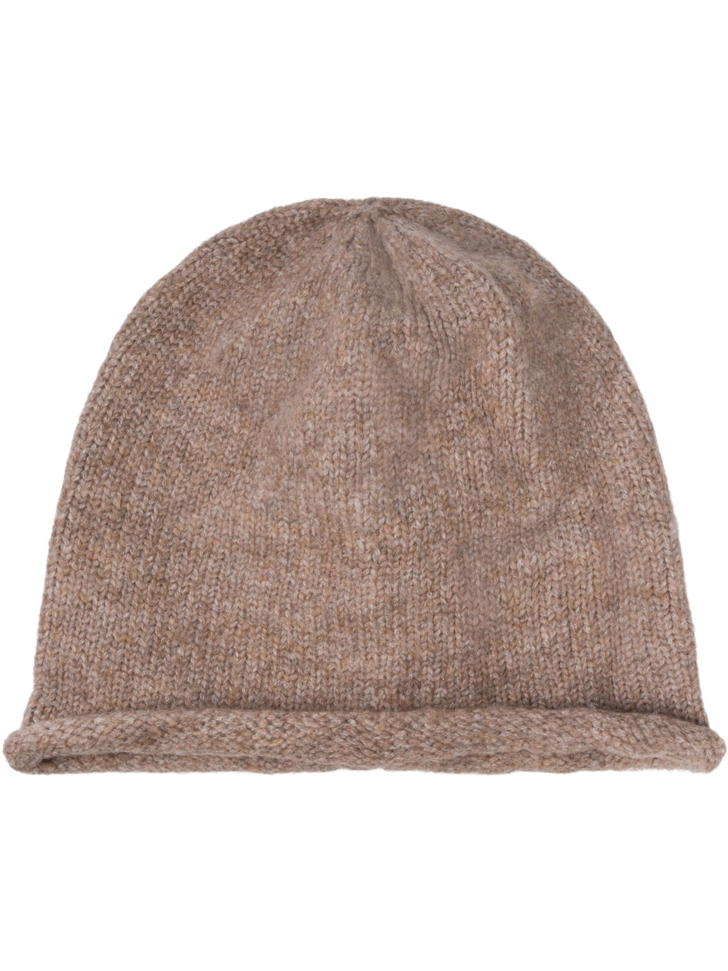 styleBREAKER Mütze 'Oversize Strickbeanie mit Rollrand'‌‌ in Braun: Vorderseite