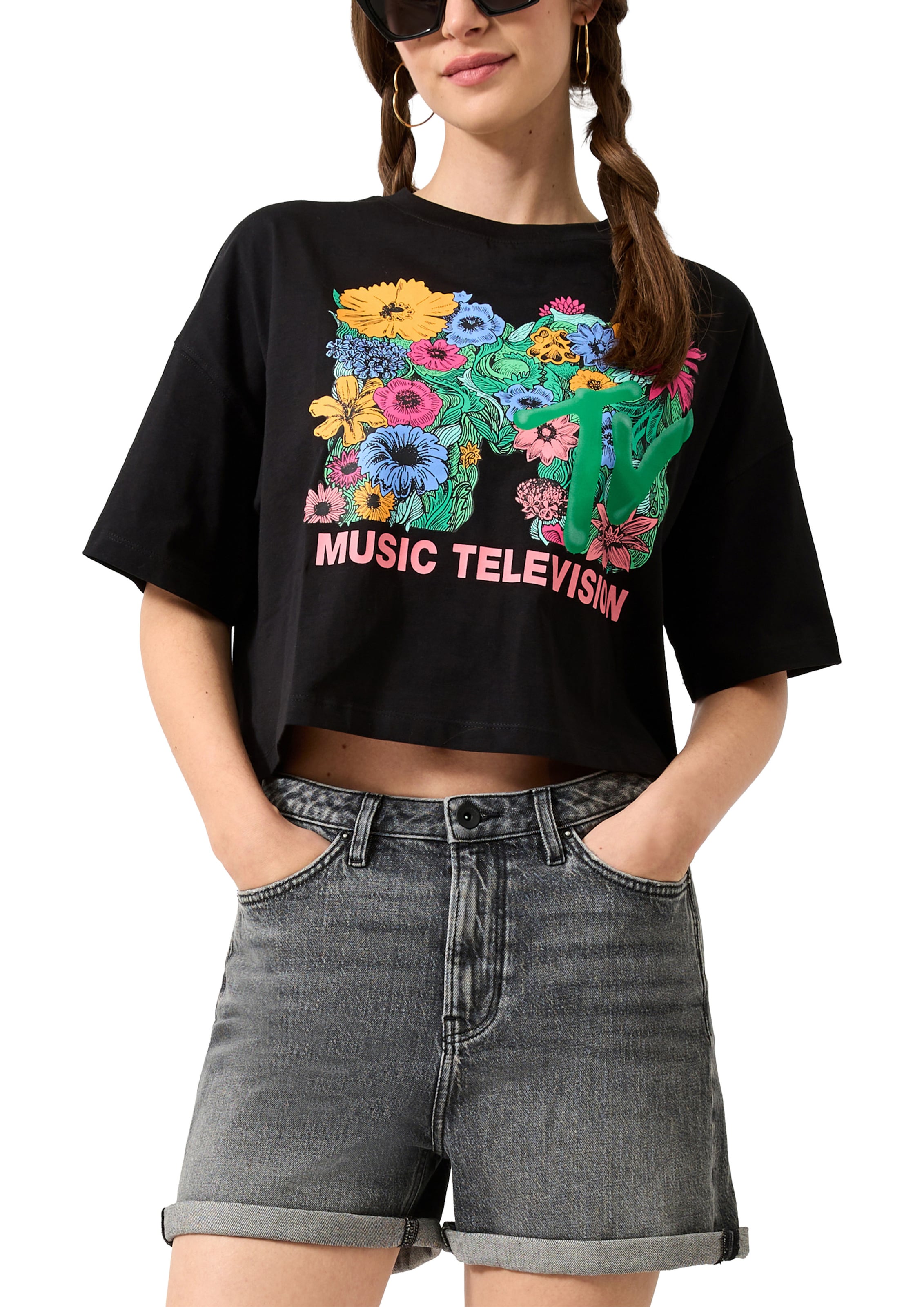 QS T-Shirt in Schwarz