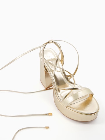 Bershka Strap sandal in Gold