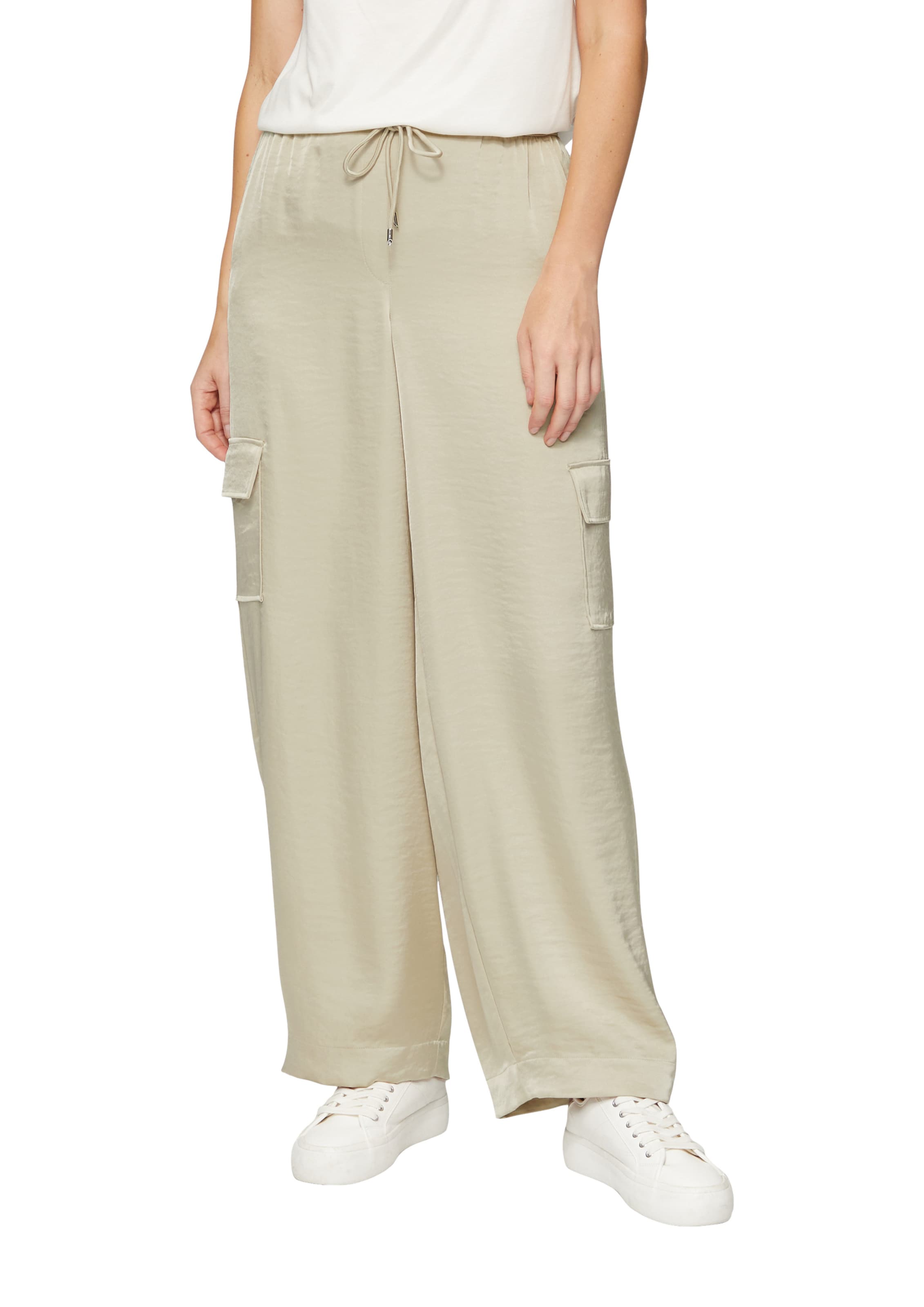 s.Oliver BLACK LABEL Wide leg Παντελόνι cargo σε μπεζ