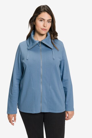 Ulla Popken Sweatvest in Blauw: voorkant