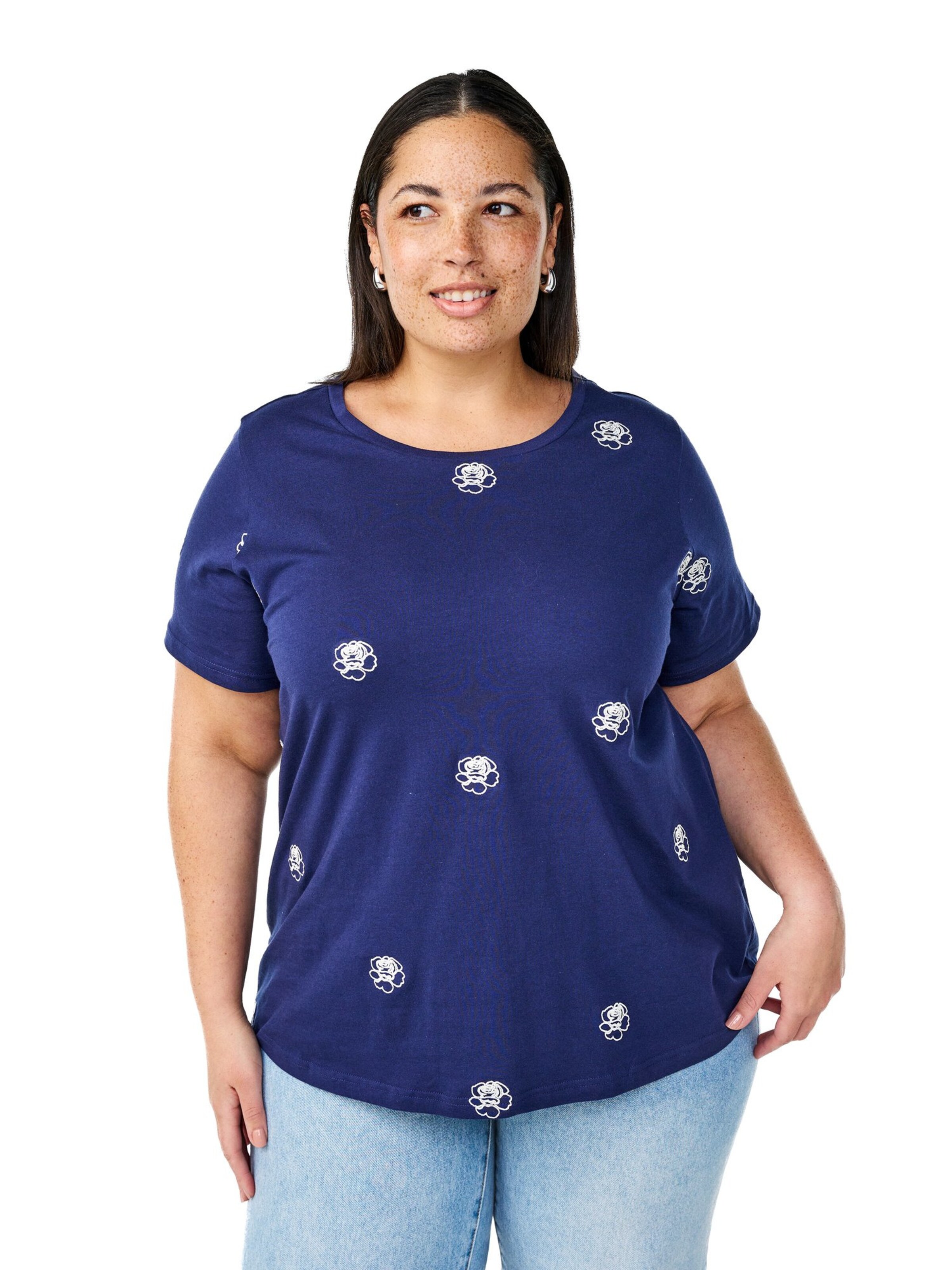 Zizzi Shirt 'VELIN' in Blue: front