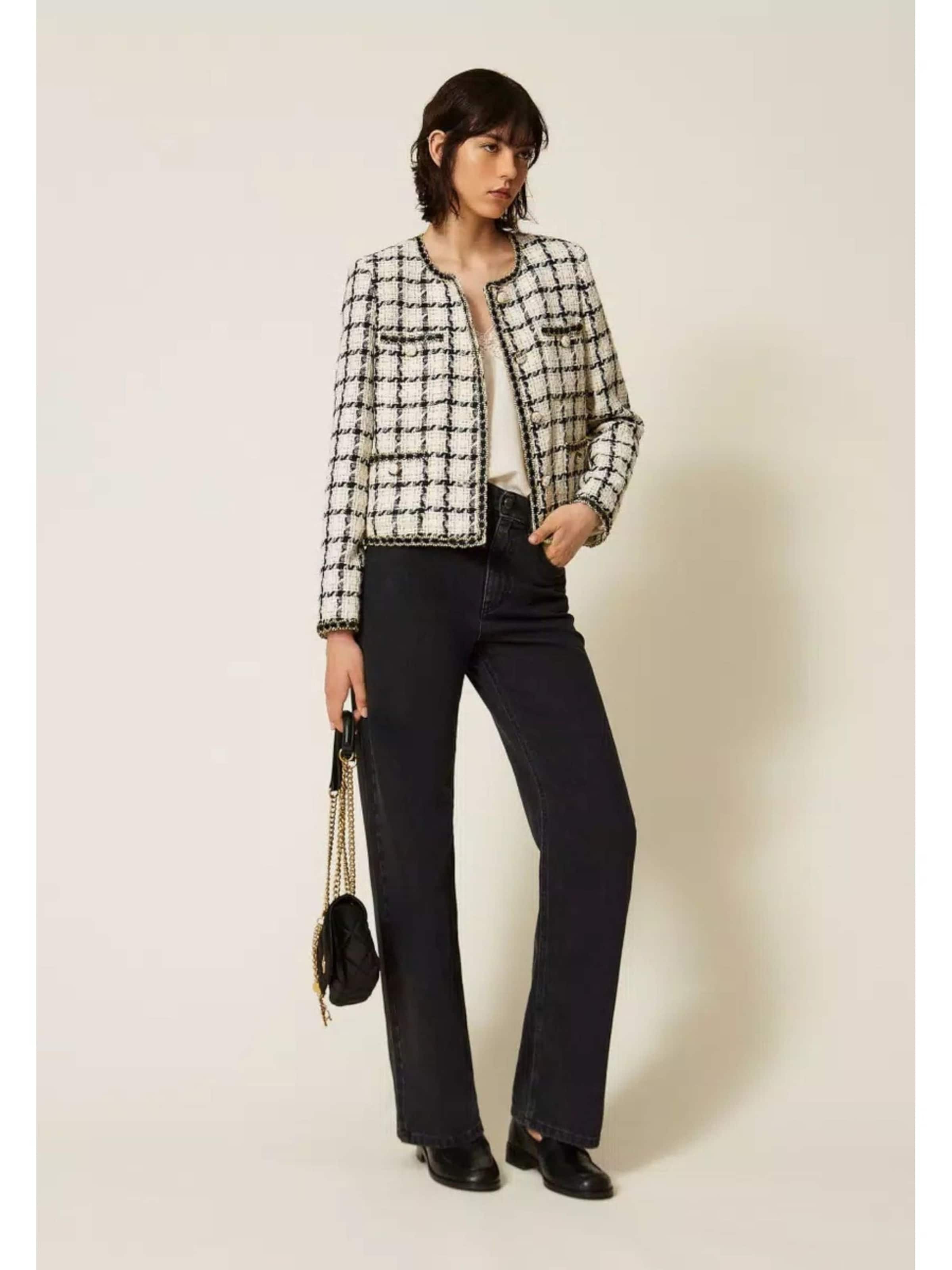 Twinset - Blazer 'bouclé check jacket with lurex details' en blanco
