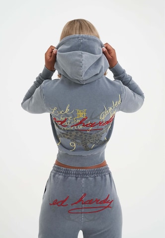 Ed Hardy Sweatjacke 'Flaming Tiger' in Grau