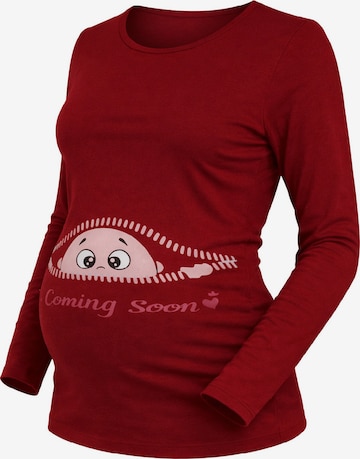 M.M.C. Shirt 'Coming Soon Umstandslangarmshirt' in Red: front