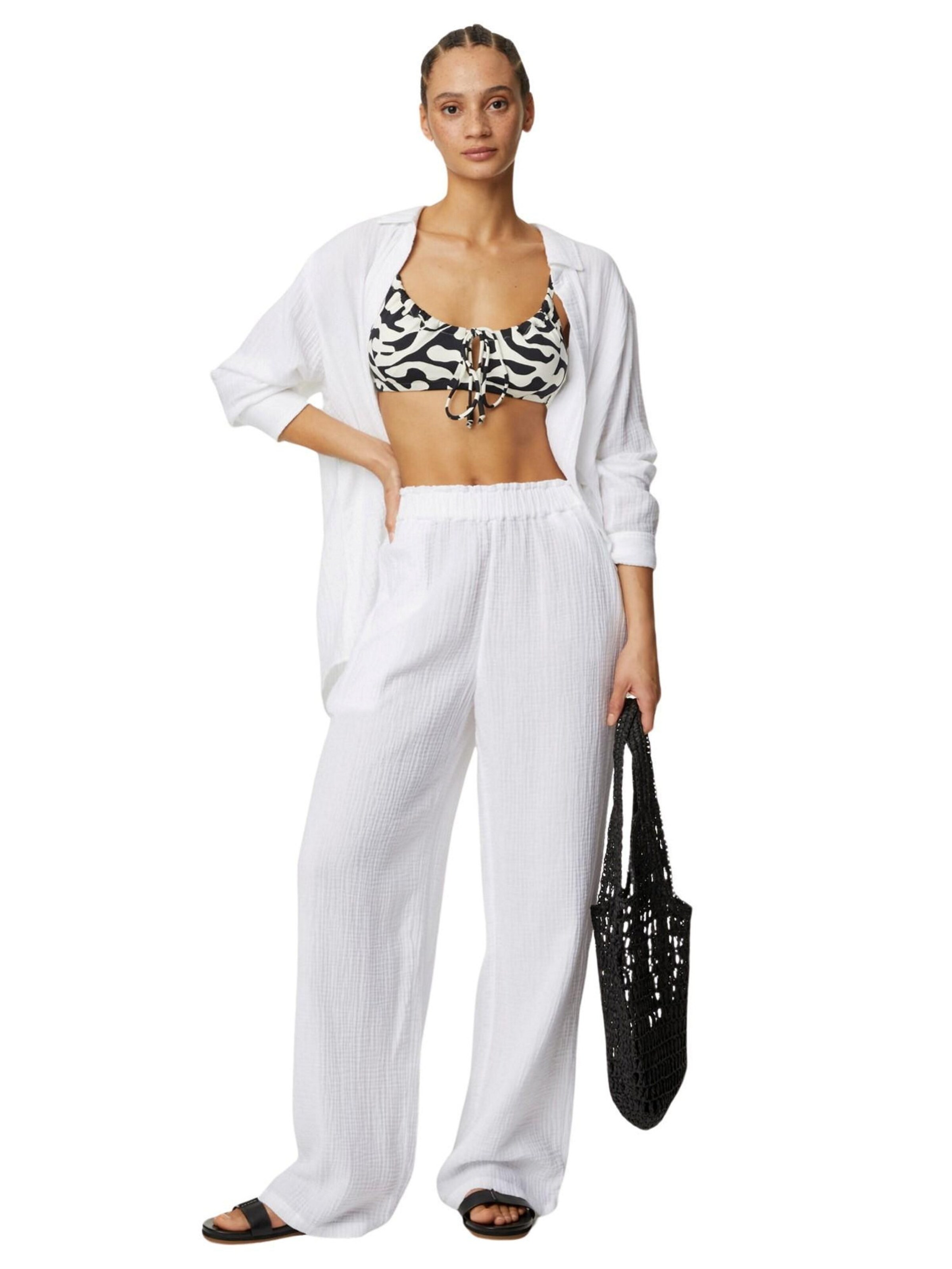 Marks & Spencer Wide Leg Hose in Weiß