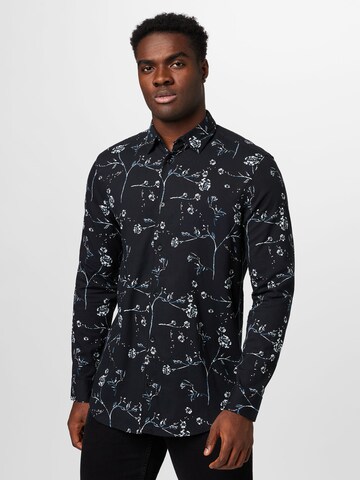 Only & Sons Regular fit Button Up Shirt in Black: front