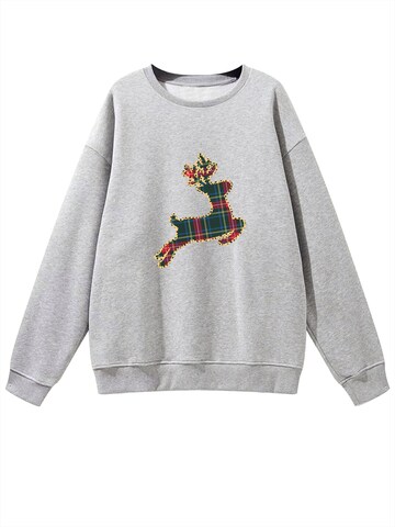 GORHEY Sweatshirt 'Women's Pullover with Christmas elk Print,Loose Fleece Pullover for Autumn/Winter' in Grijs