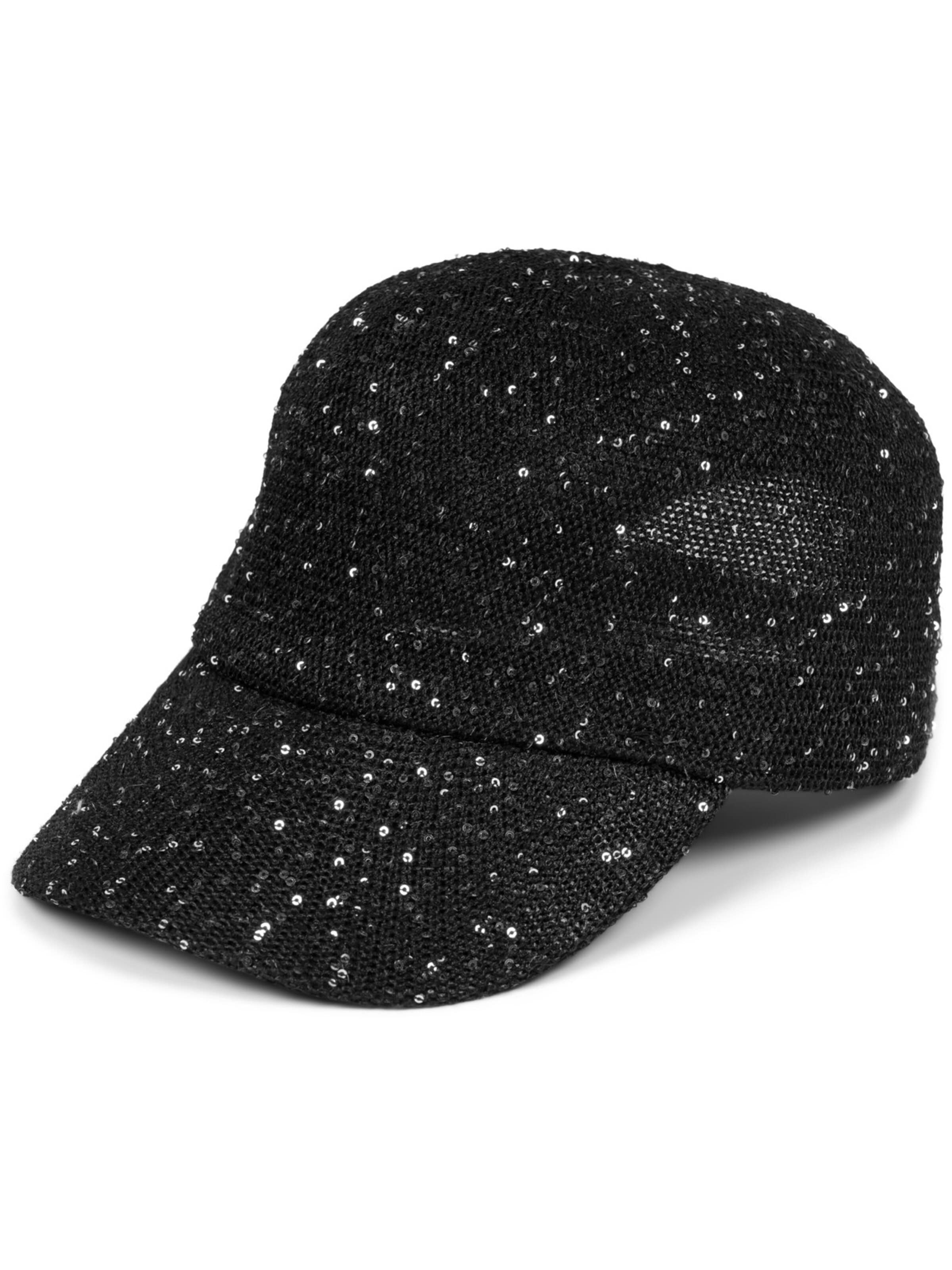 styleBREAKER Cap 'Gewebtes Baseball Cap Pailletten' in Black: front