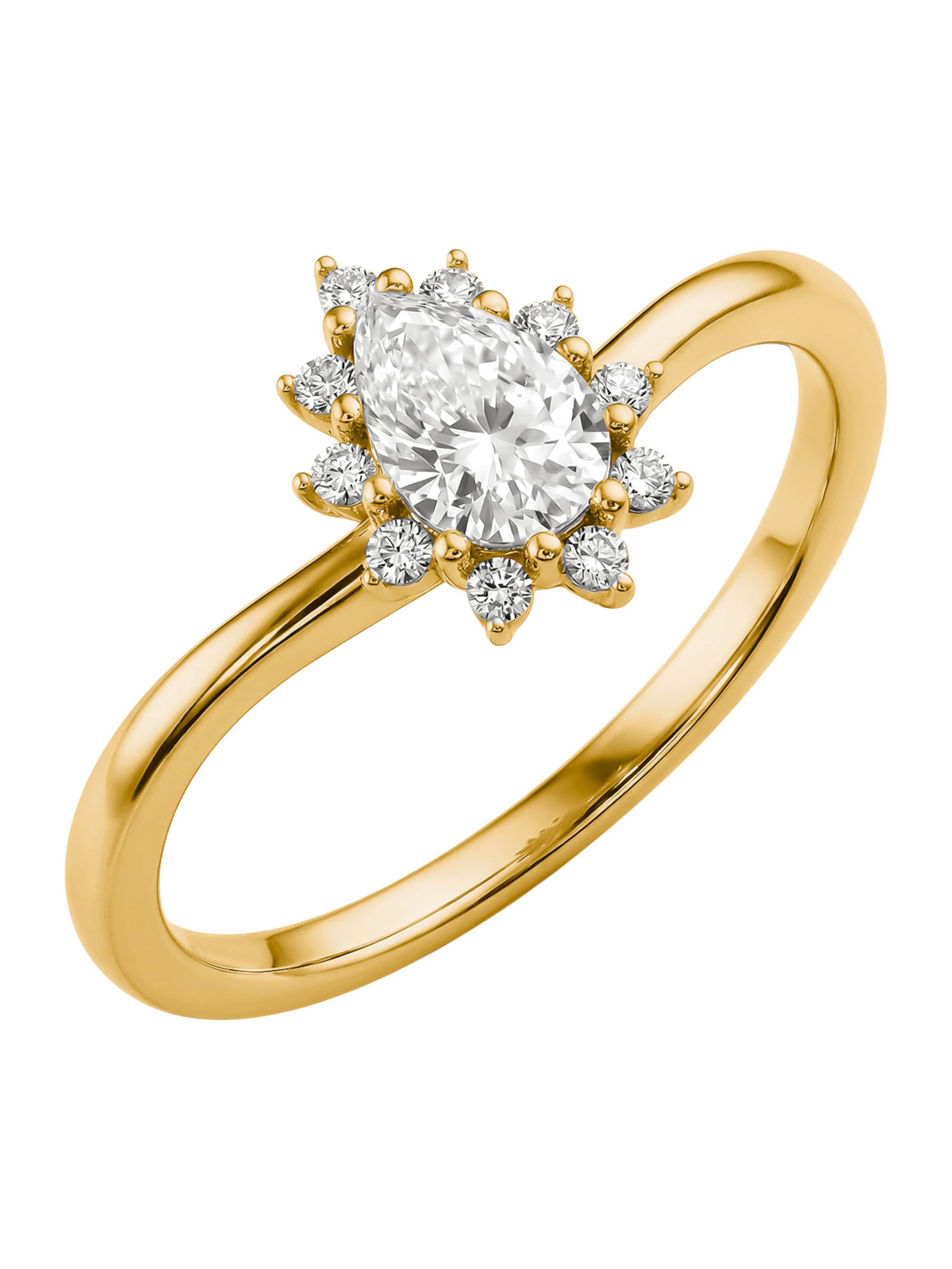 Thomas Sabo Ring mit weißem Zirkonia in Tropfen in Gold: Vorderseite