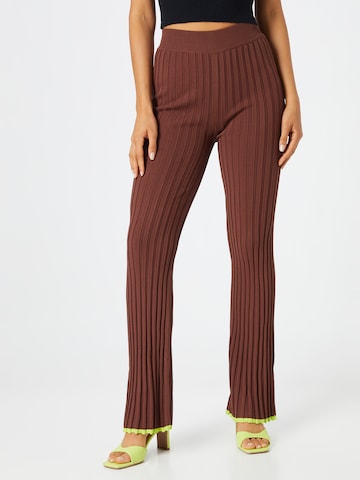 The Wolf Gang Flared Pants in Brown: front