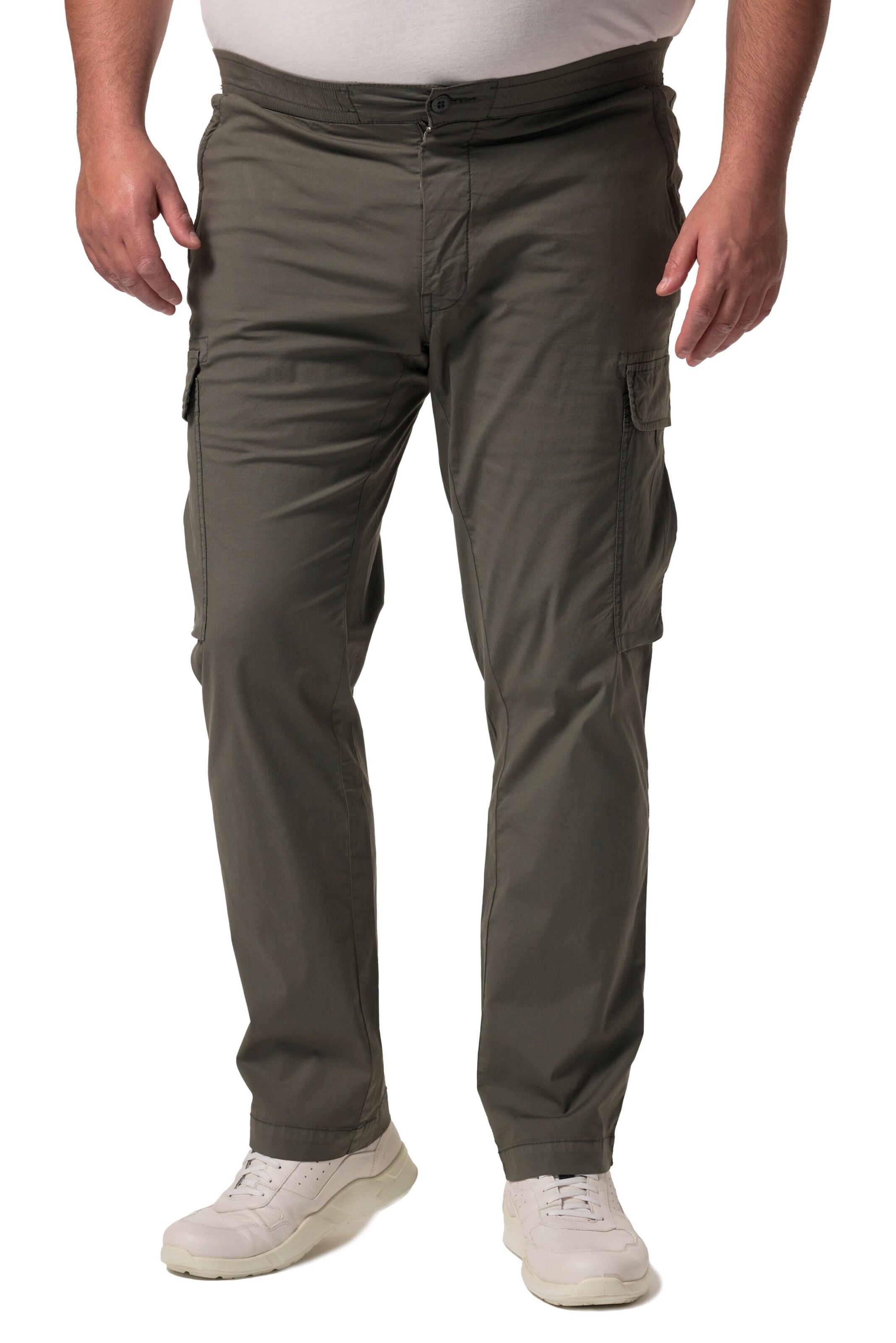 Men Plus Regular Cargobroek in Grijs: voorkant