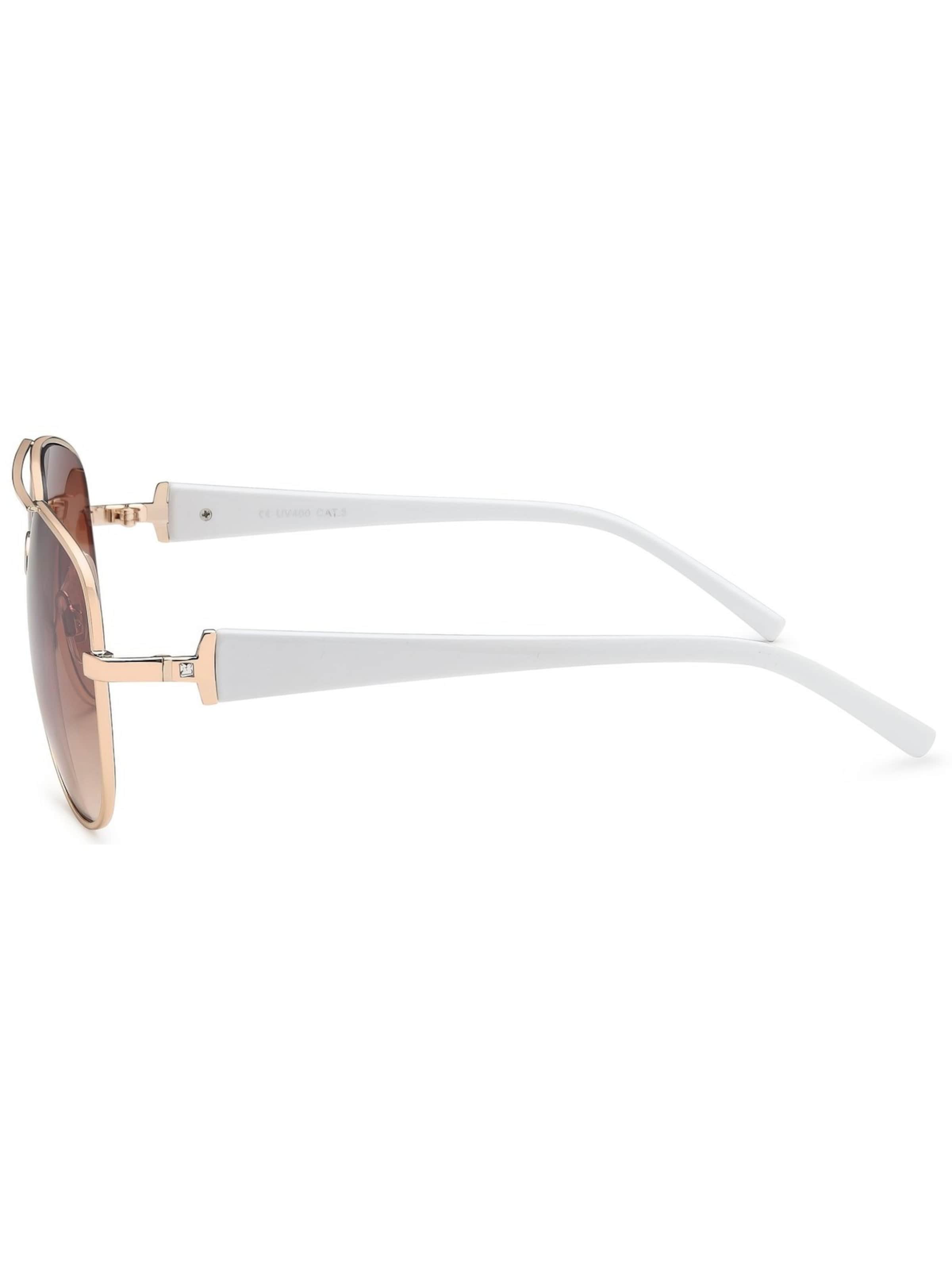 styleBREAKER Sunglasses 'Pilotenbrille mit Strass | Edle Fliegerbrille' in White