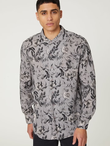 DAN FOX APPAREL Regular fit Button Up Shirt 'Francesco' in Grey: front