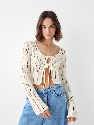 Bershka Strikkejakke i beige: forside