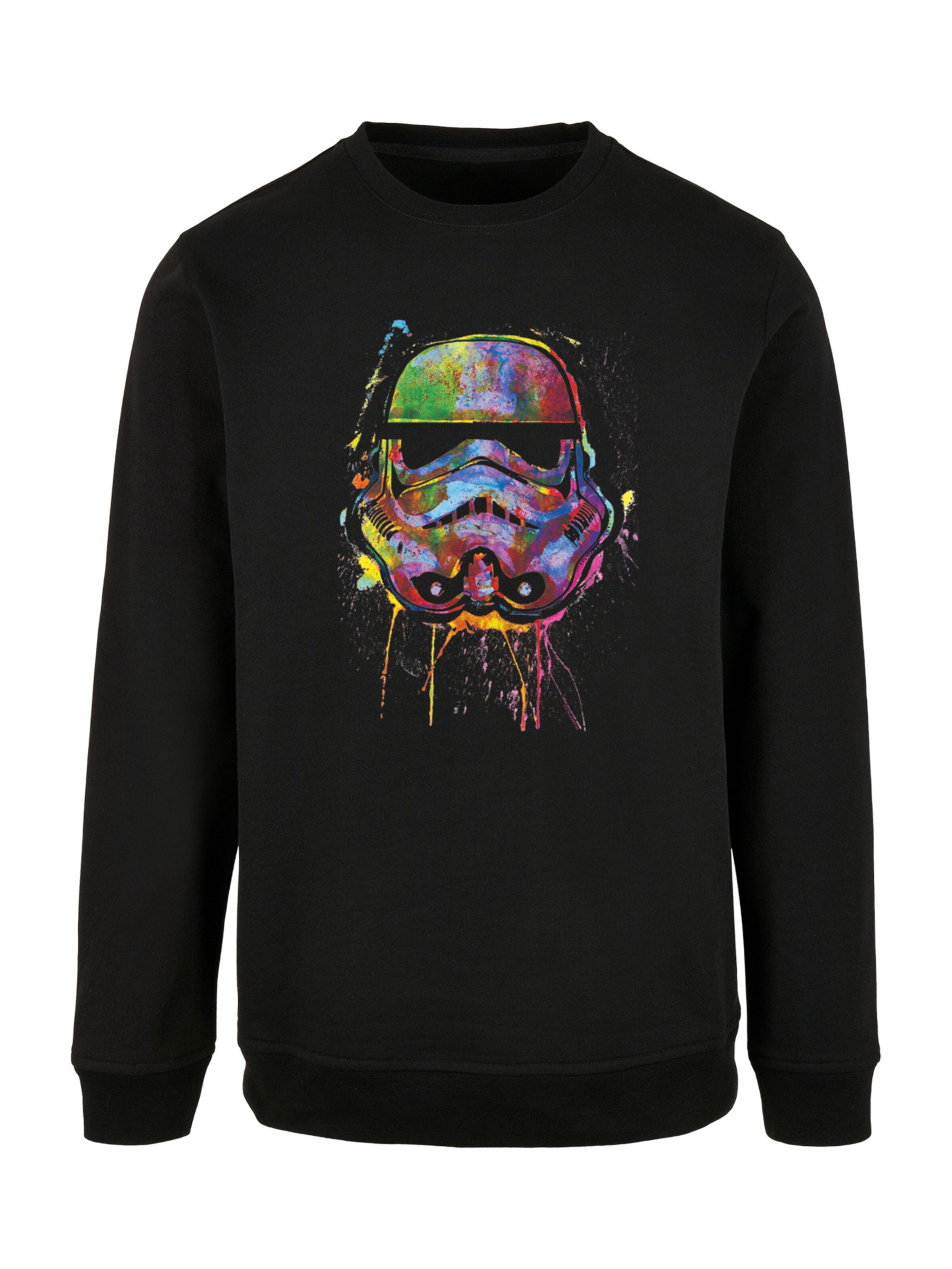 F4NT4STIC Sweatshirt 'Star Wars Stormtrooper Paint Splats' in Zwart: voorkant