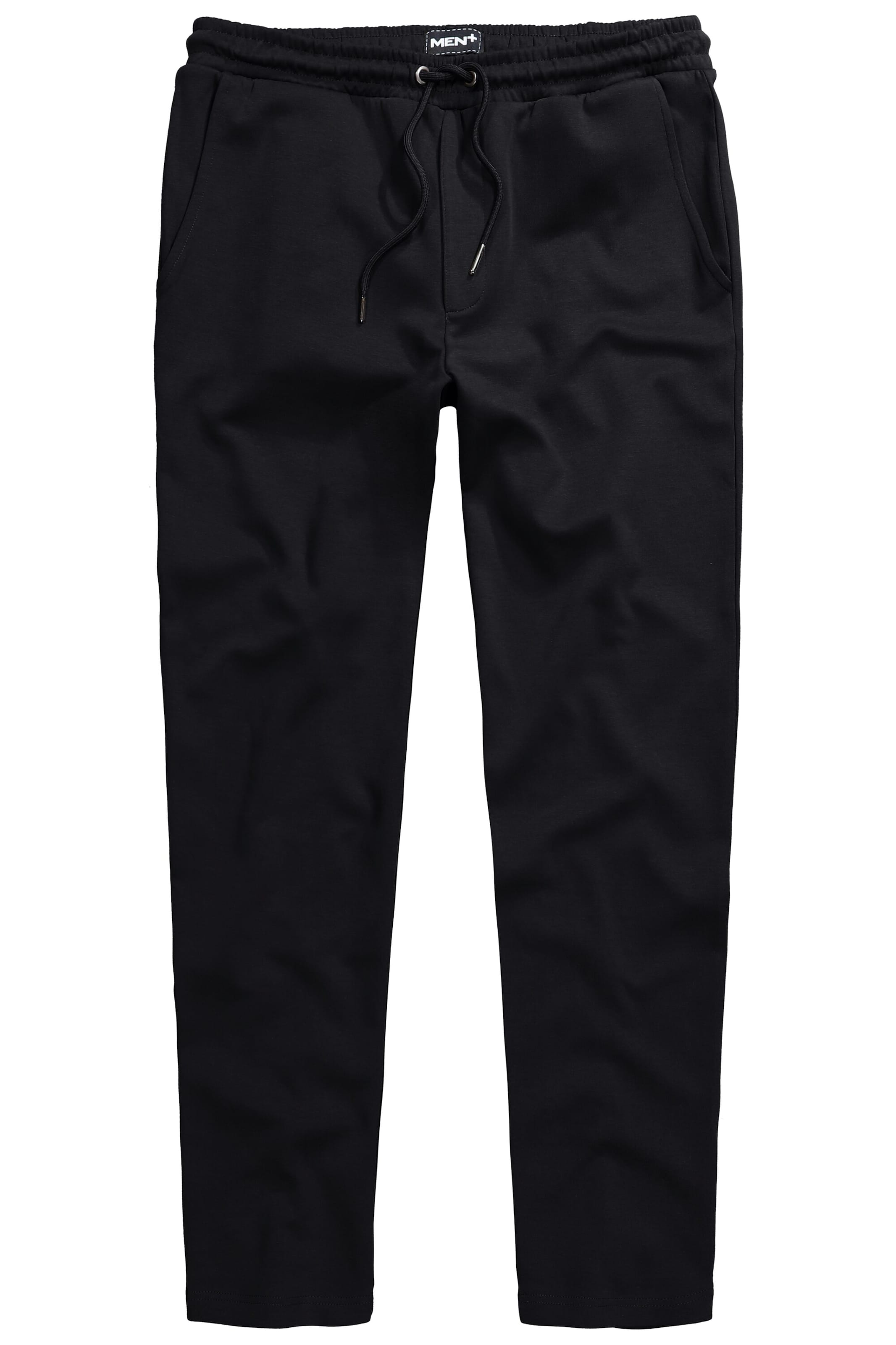 Men Plus Regular Trousers in Black: front