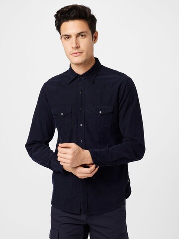 REPLAY Slim fit Button Up Shirt in Blue: front