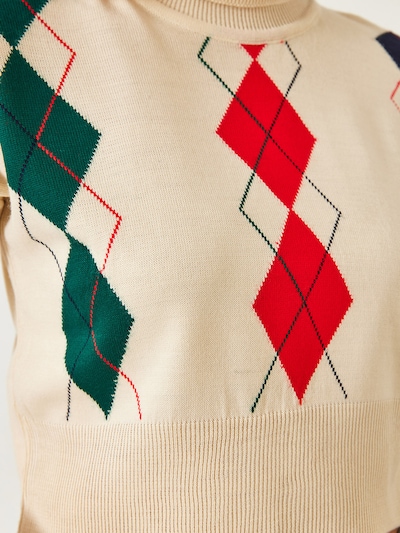 Bianco Lucci Neulepaita värissä beige / smaragdi / punainen, Tuotenäkymä