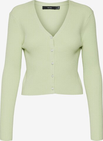 VERO MODA Gebreid vest 'HOLLY KARISPUFF' in Groen: voorkant