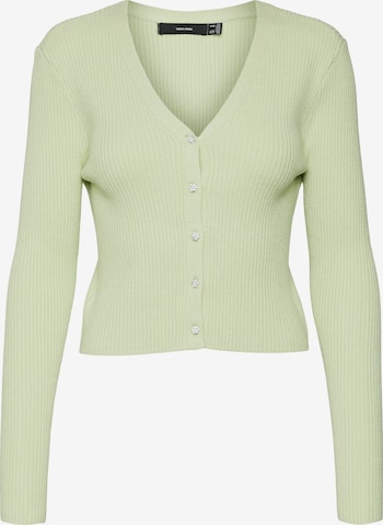 VERO MODA Gebreid vest 'HOLLY KARISPUFF' in Groen: voorkant