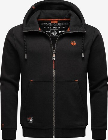 STONE HARBOUR Zip-Up Hoodie 'Jacobi Jamie' in Black: front