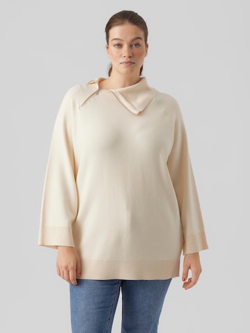 Vero Moda Curve Sweter 'Gold' w kolorze beżowy: przód