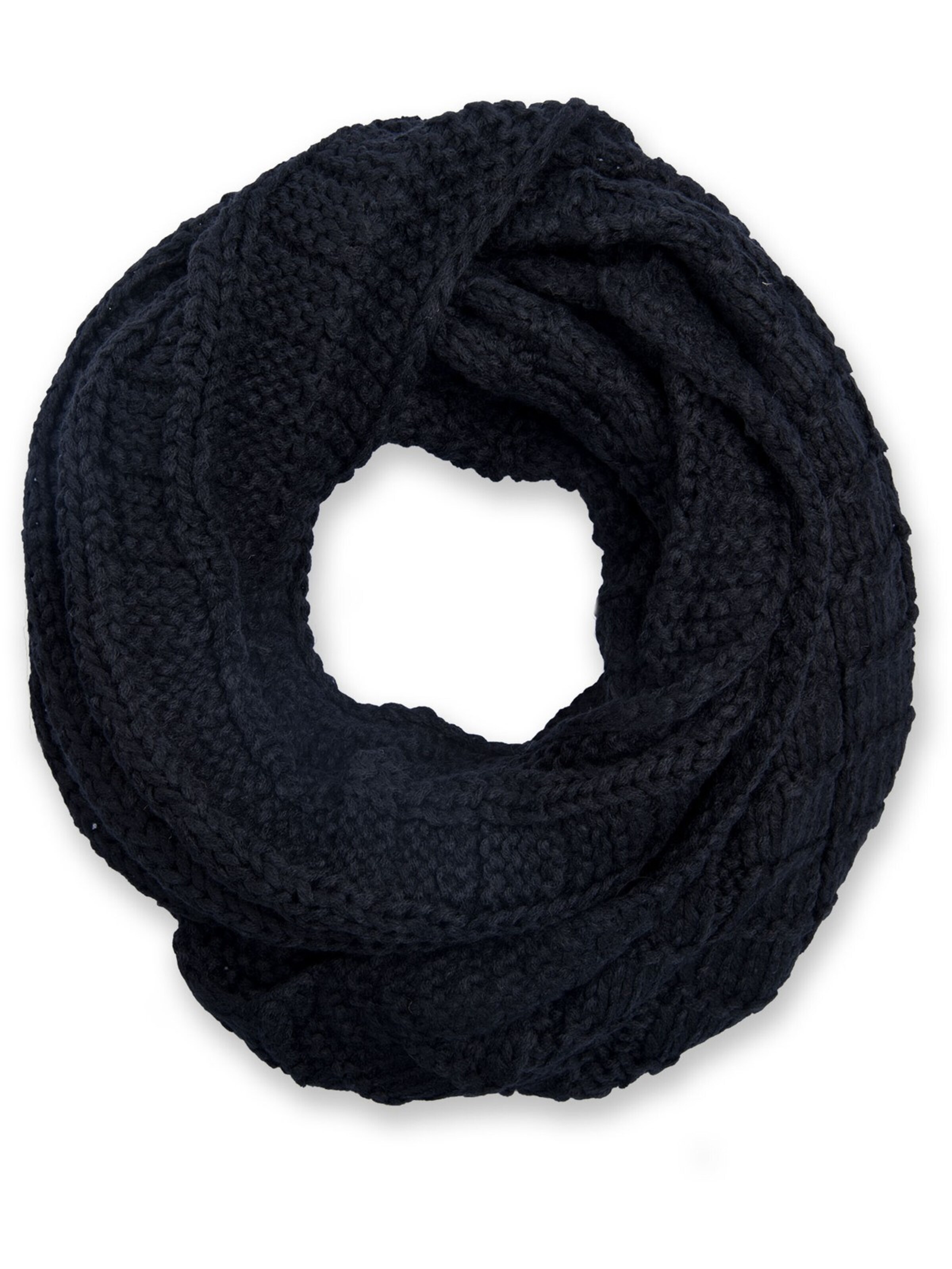 styleBREAKER Loop scarf 'Strick Loop mit Karomuster' in Black: front