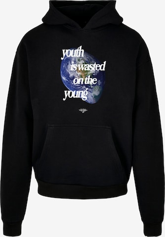 Lost Youth Sweatshirt 'World' in Black: front