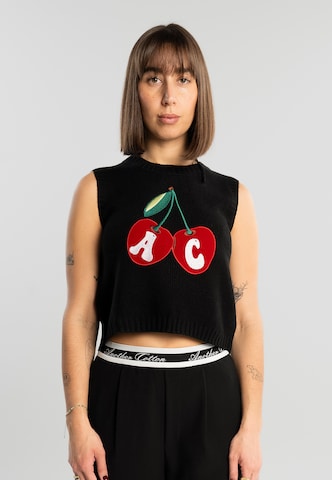 Another Cotton Lab - Top de malha 'Cherry' em preto: frente