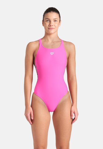 ARENA Bustier Sportbadeanzug 'SOLID' in Pink: Vorderseite