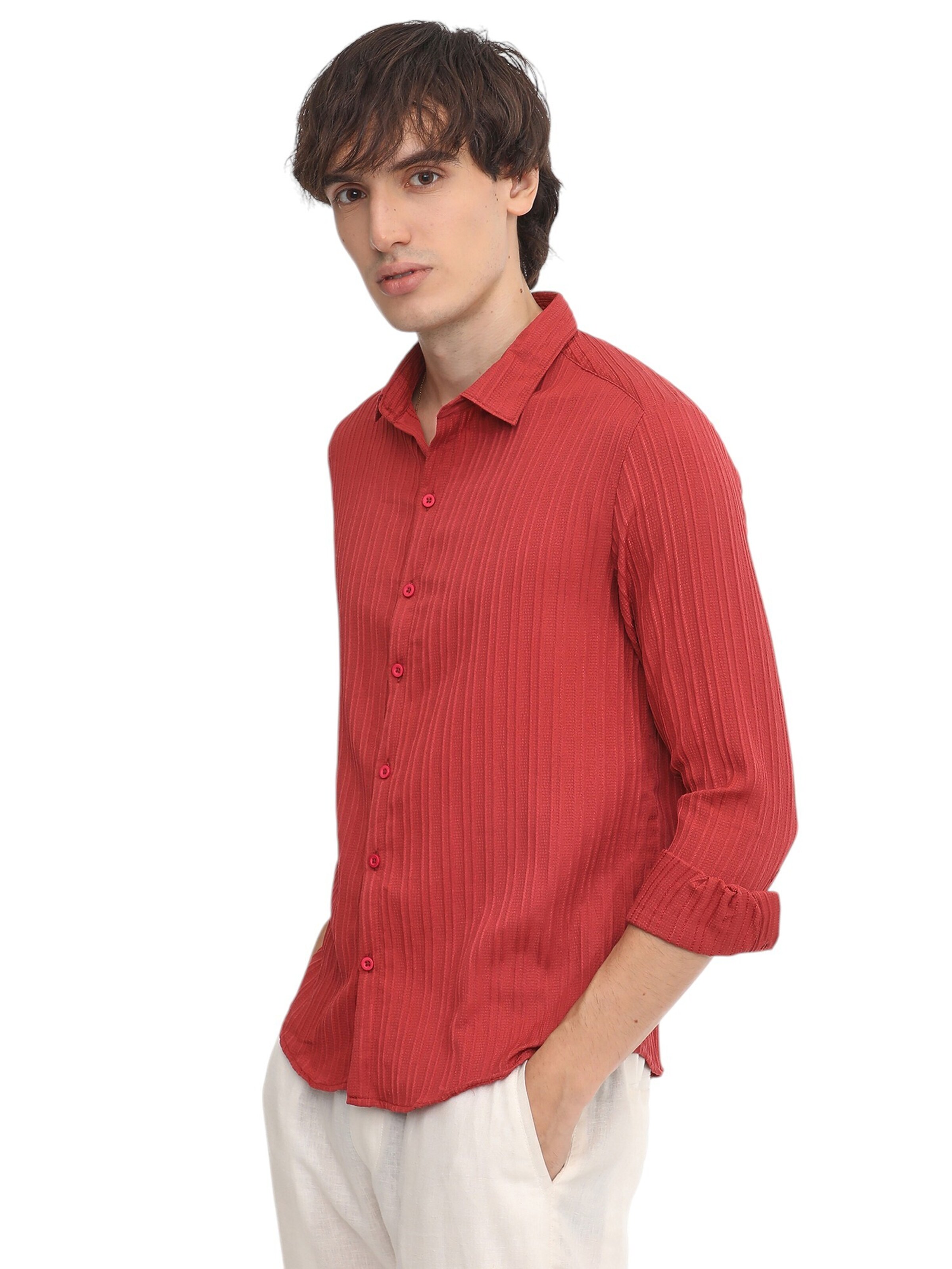 Campus Sutra Regular fit Button Up Shirt 'Theda' in Red