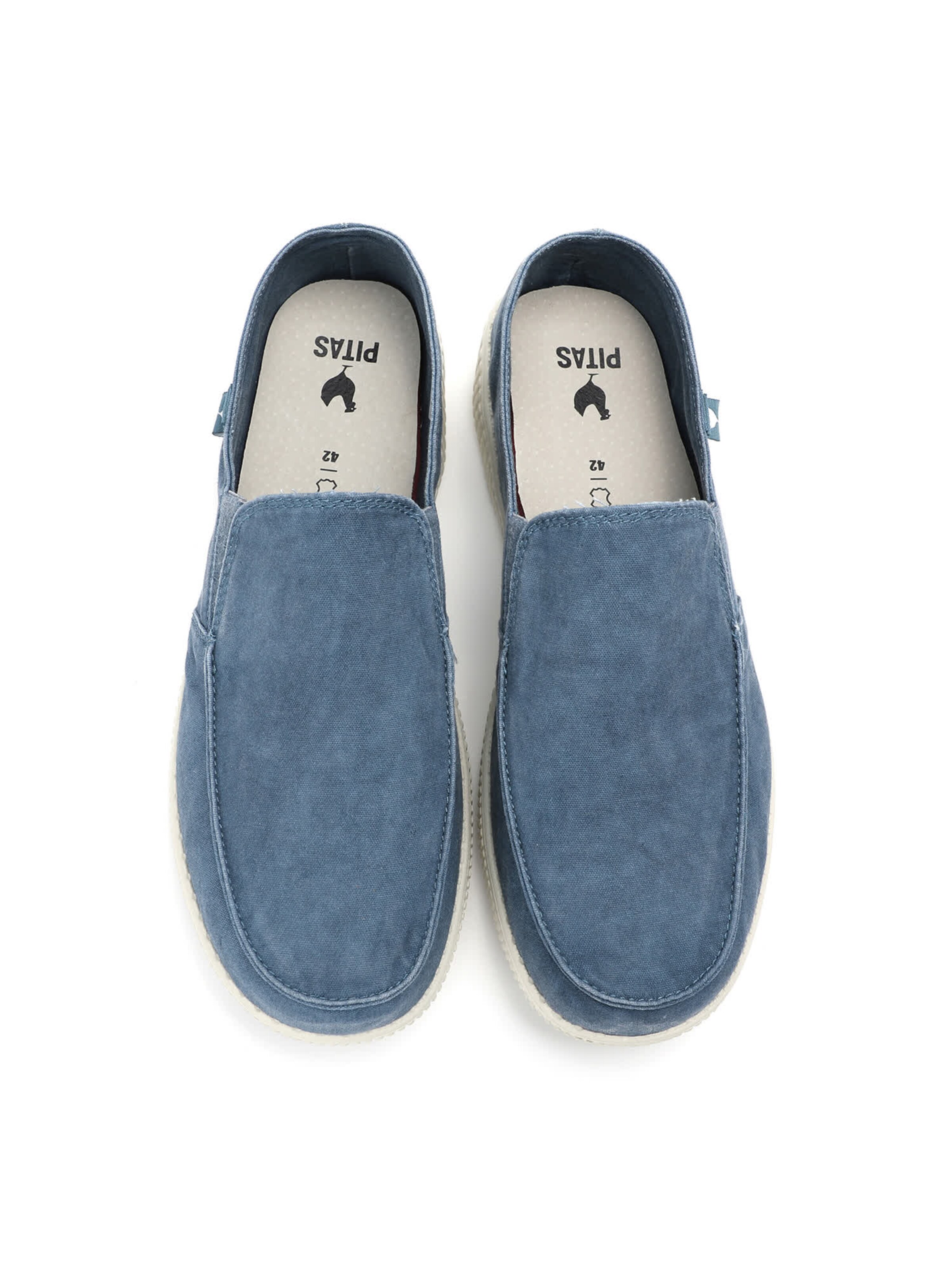 Walk In Pitas Moccasin ' 150 SLIP ON WASHED ' in Blue: top