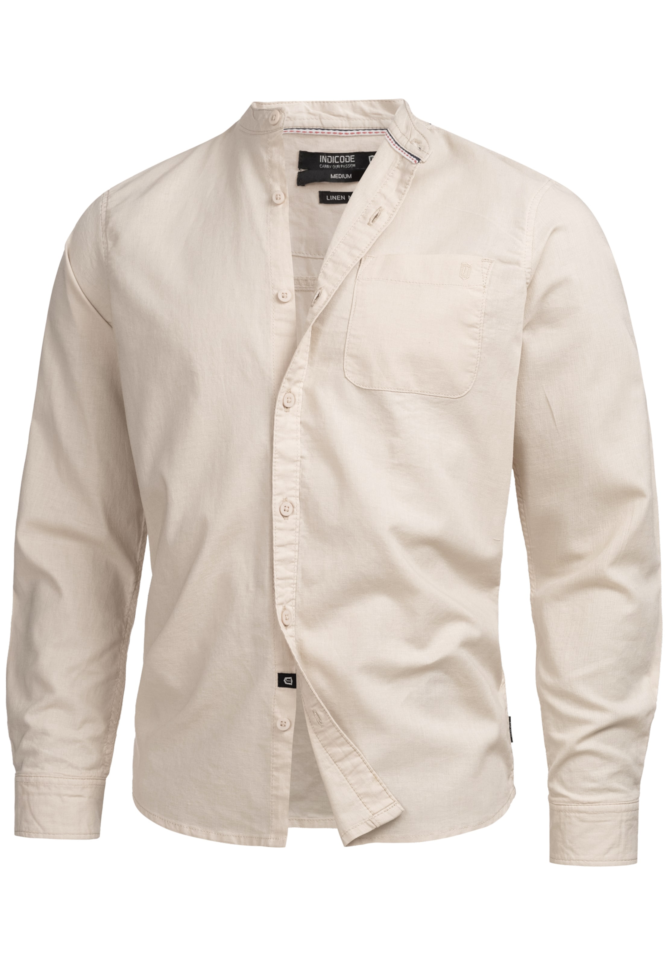 INDICODE JEANS Button Up Shirt ' INRaffi ' in Beige: front