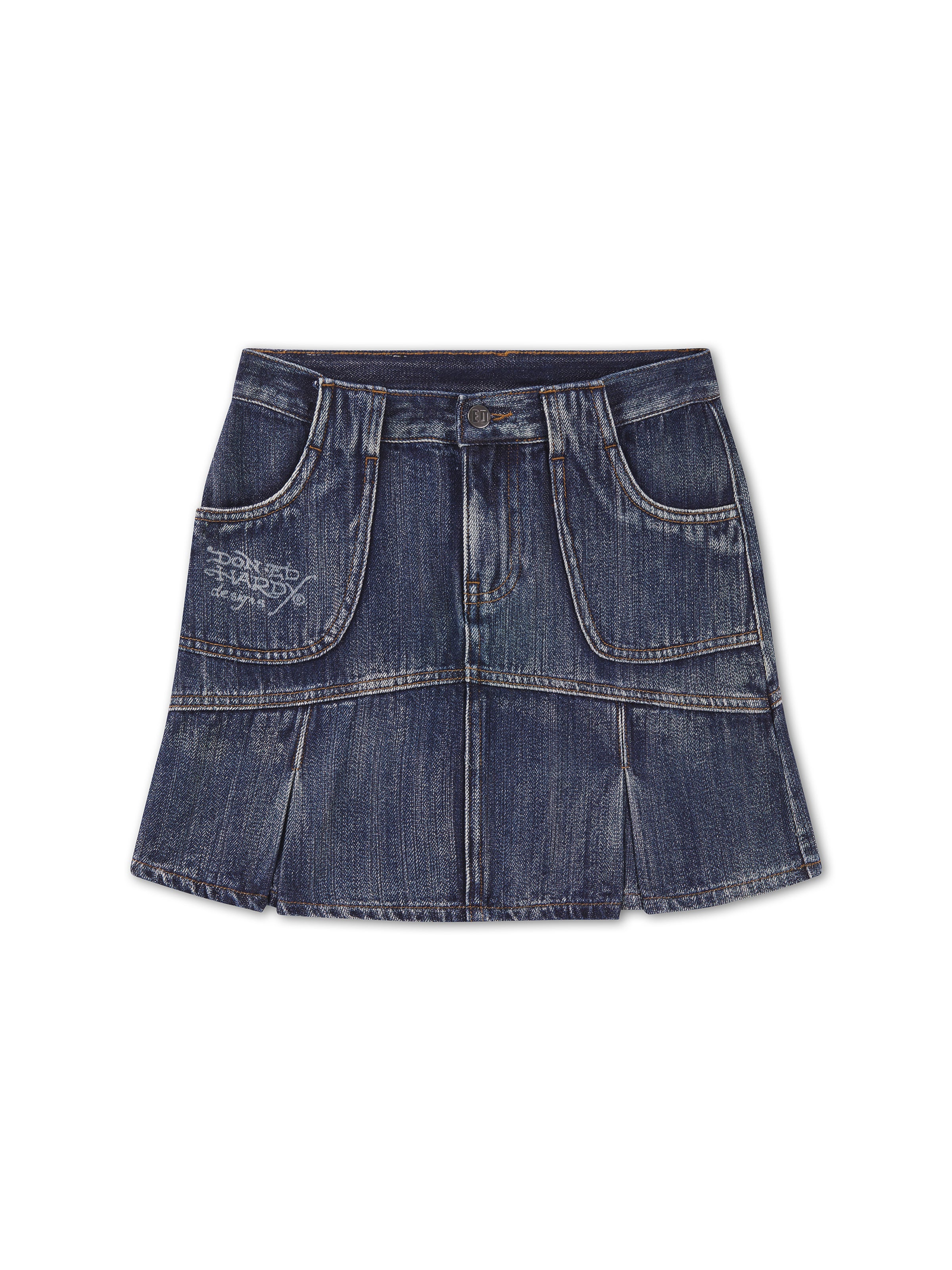 Gonna 'Flaming Dragon' di Ed Hardy in blu: frontale