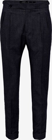 Antioch Tapered Pleat-Front Pants in Blue: front