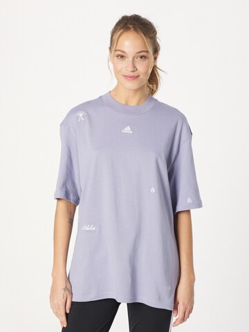 purpurinė ADIDAS SPORTSWEAR Sportiniai marškinėliai 'friend With Healing Crystals Inspired Graphics': priekis