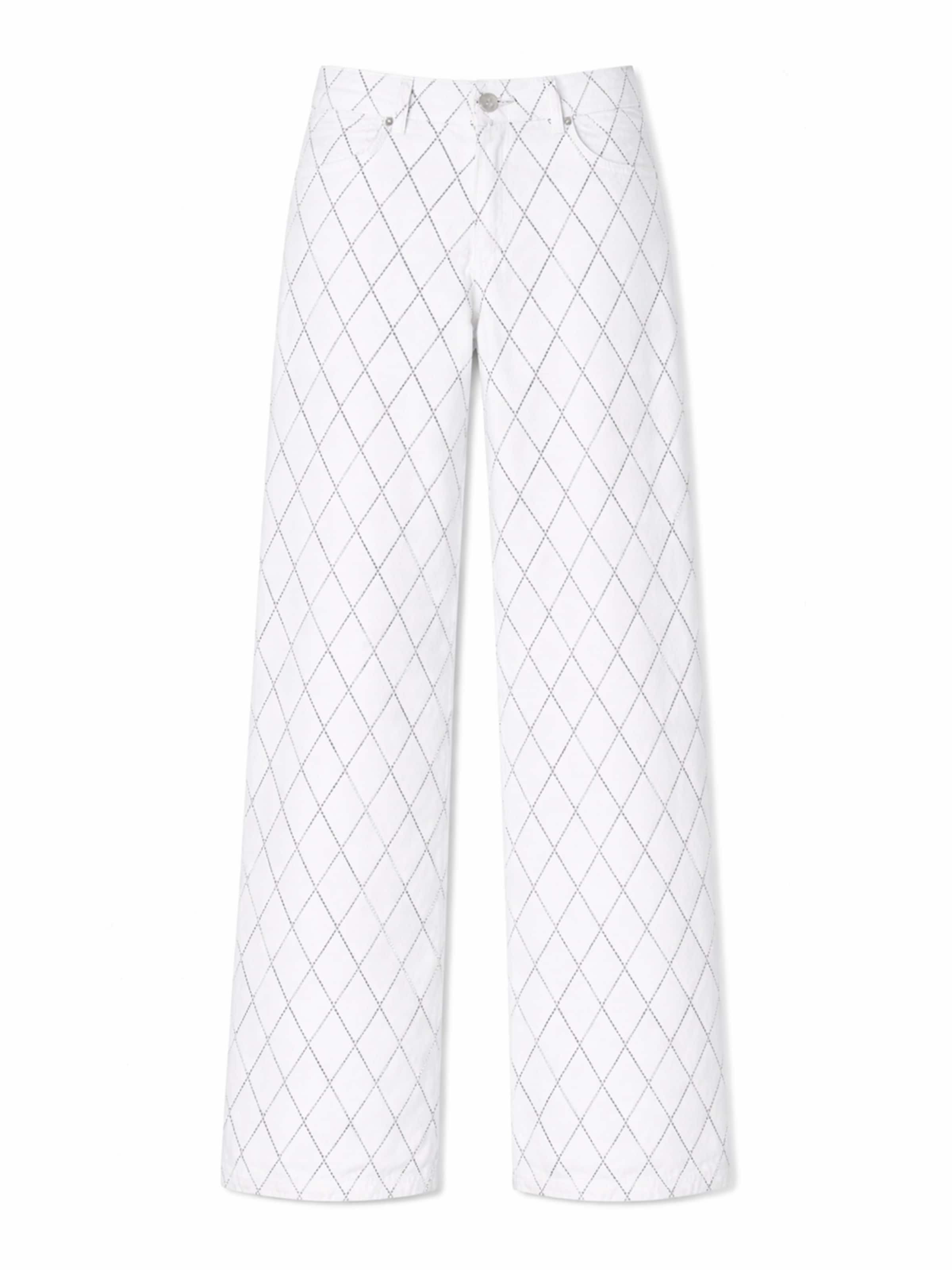 Regular Jean 'Rhinestone Straight High Rise Jeans' IT'S BASIC en blanc : devant