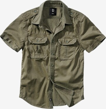 Brandit Comfort fit Button Up Shirt in Green: front
