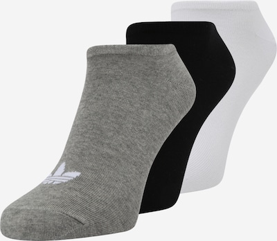 ADIDAS ORIGINALS Chaussettes 'Trefoil Liner' en gris chiné / noir / blanc, Vue avec produit