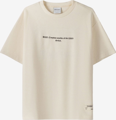 Bershka T-Shirt in ecru / schwarz, Produktansicht