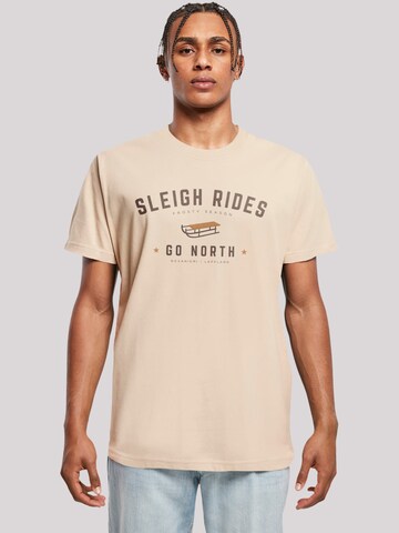T-Shirt 'Schlittenfahren Weihnachten Christmas' F4NT4STIC en beige : devant