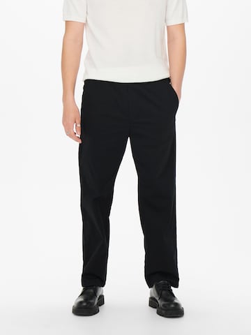 Only & Sons Loose fit Pants 'Sinus' in Black: front