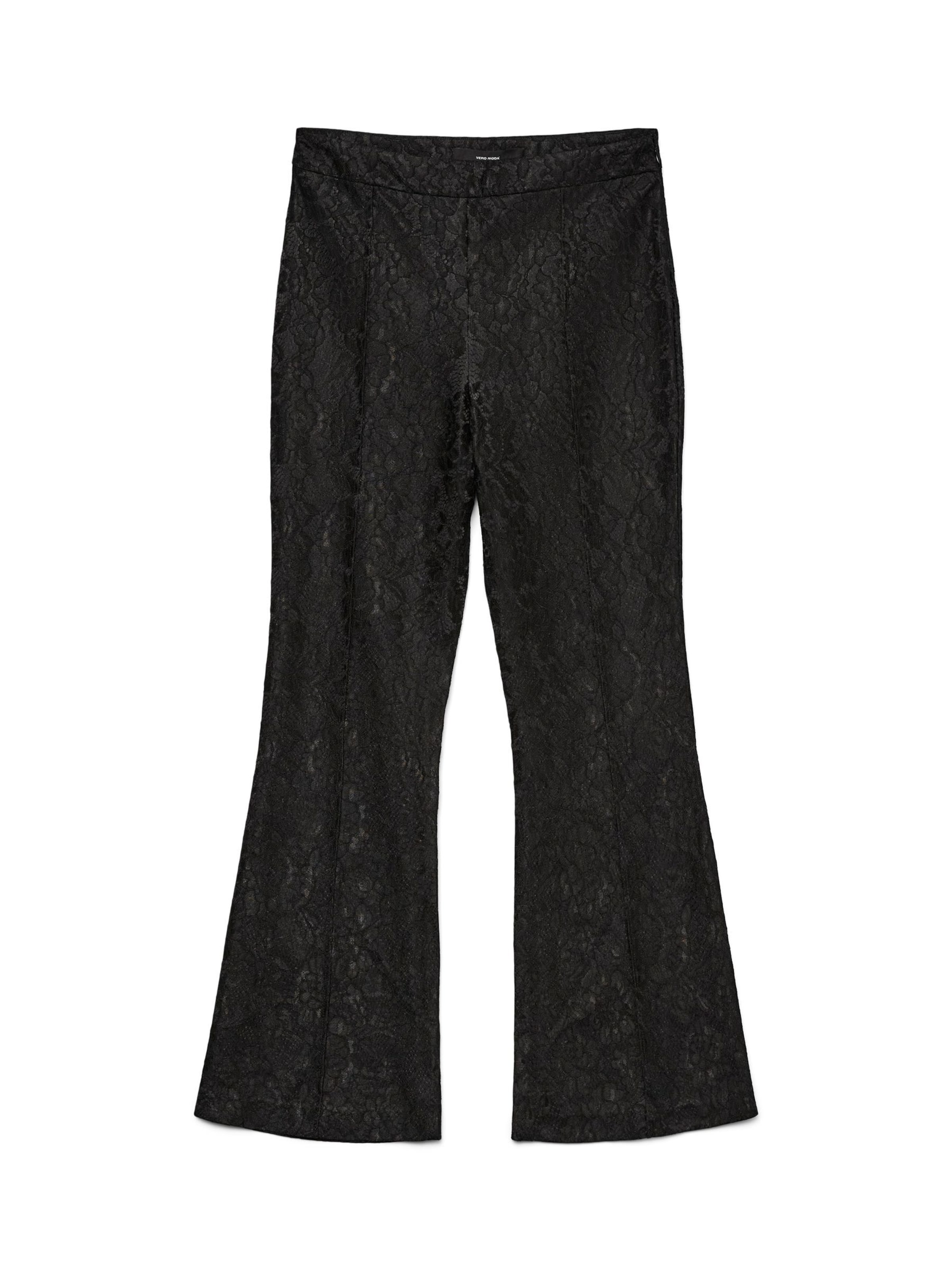 VERO MODA - Acampanado Pantalón plisado 'VMScarly' en negro: frente