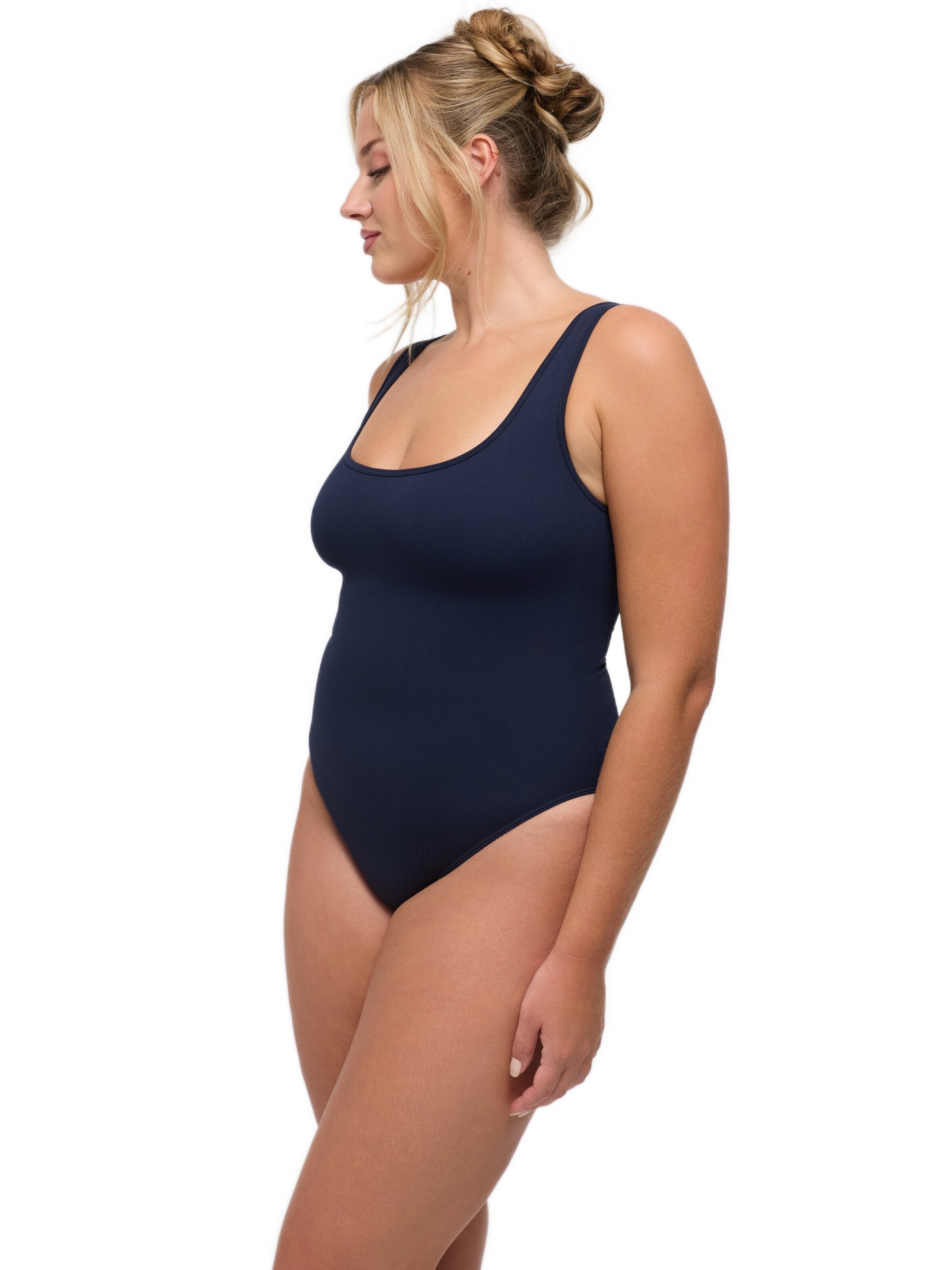 cfab Body 'Ribbed Tank Sculpting Bodysuit with Slip' in Blauw