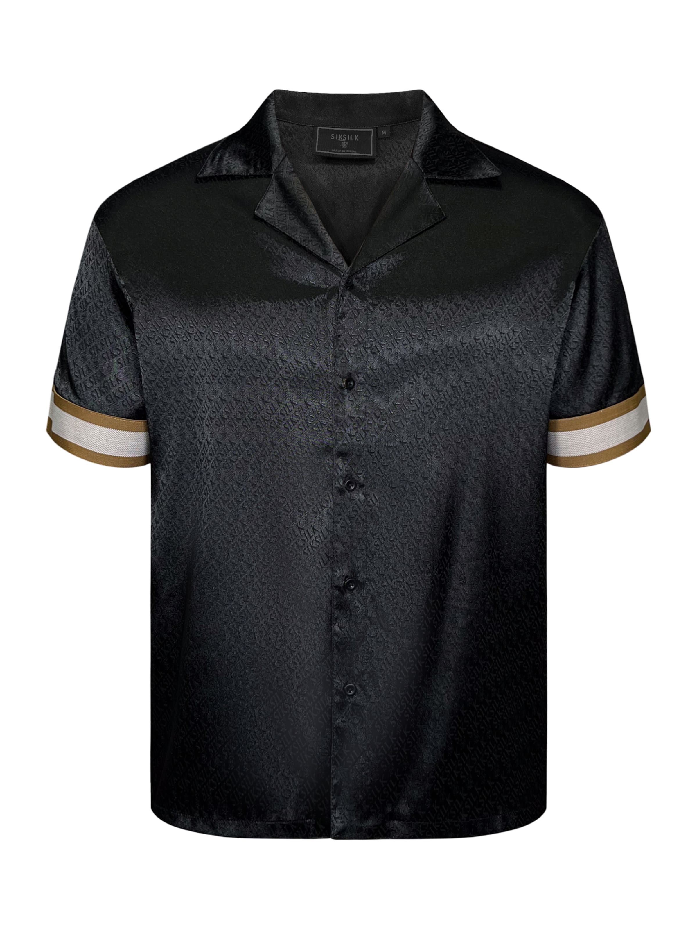 SikSilk Regular Fit Hemd in Schwarz: Vorderseite